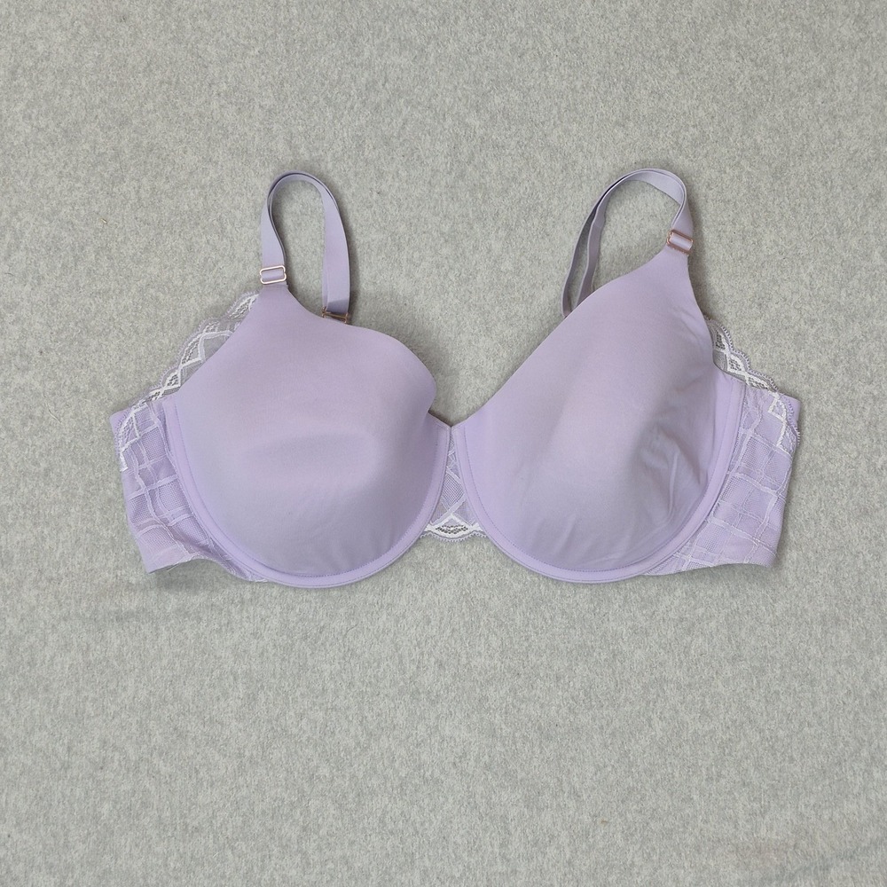 True & Co Women Bra 42DD Lavender Lightly Lined Underwired Lace Adjustable Strap